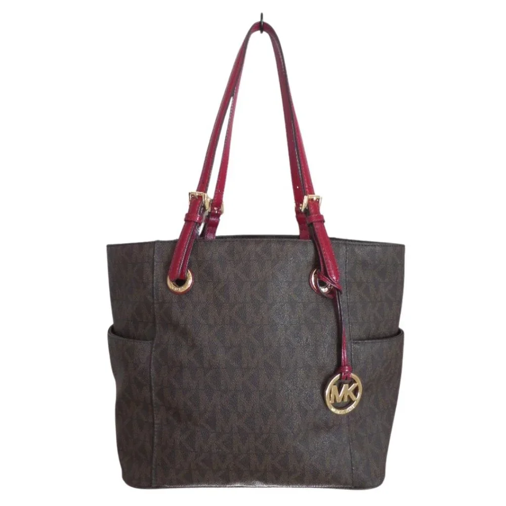 Michael Kors | Jet Set Signature Brown/Cherry Logo Tote (NWT) - Picture 13 of 13